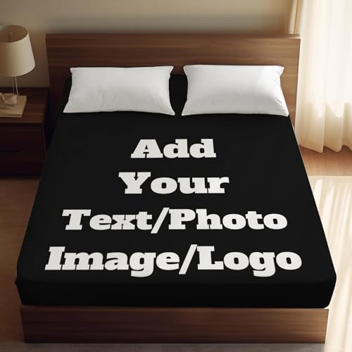 OneMorePuzzle Custom Bed Sheets with Picture - Personalize Photo on Fitted Sheet Design Your Own Sheet for Kids Adult (1 Picture)