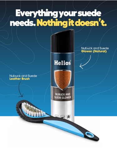 Image of Helios Shoe Accessories Kit | Nubuck & Suede Glower Spray 250ml + Suede Brush | Shoe Cleaner, Protector & Shiner for Suede & Nubuck Shoes