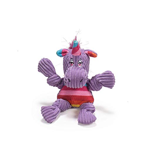 HuggleHounds Knottie Plush Dog Toy - Dog Stuffed Animal Toy, Puppy Toys, Squeaky Dog Toy for Small, Medium & Large Dogs, Durable Plush to Keep Them Busy - Rainbow Unicorn, Small -  PP-PETSS1959