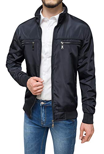 Chiusura: Cerniera Evoga Giubbotto Giacca Uomo Casual Primavera Estate Giubbino Moto Slim Fit (XL, A1 Nero)