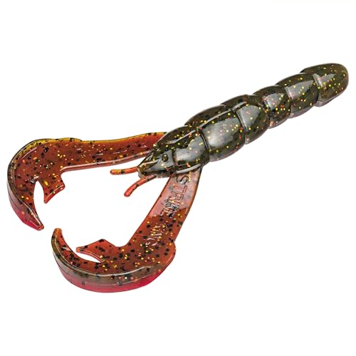 Strike King Rage Craw 4-Inch Fishing Lure, Soft Plastic Grub, Unique Design, Realistic Pincers, Slender Body, 4-Inches, 7-Pack