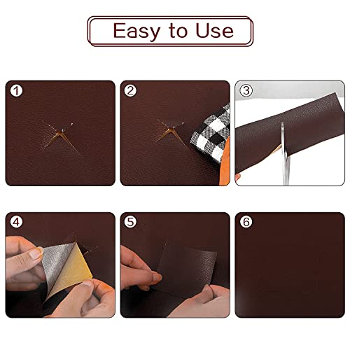 Image of 60 x 30 cm Large Leather Repair Patch for Couches- Self-Adhesive Waterproof PU Leather Kit for Sofa Car Seats Drivers Seat Vinyl Chairs Furniture Handbags Jackets Fix Tear (Brown) 2 Pcs
