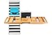 Peaceful Escape Bamboo Bathtub Tray, Bath Caddy for Tub, Bed Teak Tray Organizer, Deluxe spa for 1 or 2, Complimentary Soap Holder, Bonus Lavender Bath-Bomb and More! Gift for her, Gift for him