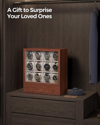 Songmics UJOW014K01 12-Slot Wooden Watch Box, Watch Display Case thumb #5