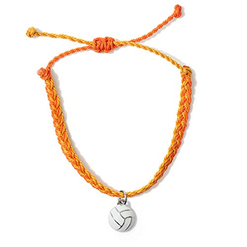 Bracelet de volleyball étanche orange cordon tressé ajustable bijou sport