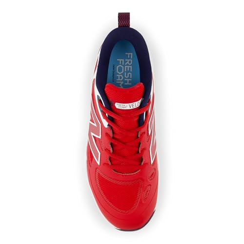 New Balance Women's Fresh Foam Velo V4 Molded Softball Shoe, Team Red/White/Team Royal, 10 M