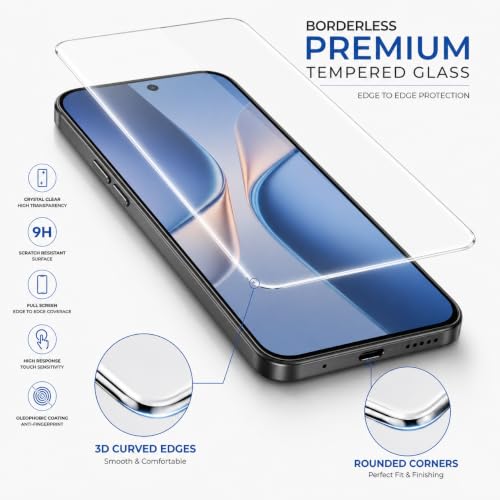 Image of ArmourPro 3D Borderless Tempered Glass for Vivo T5 Pro, HD Clear Curved Edge to Edge Screen Protector, 9H Hardness, Oleophobic Coating, Case Friendly | Pack of 1
