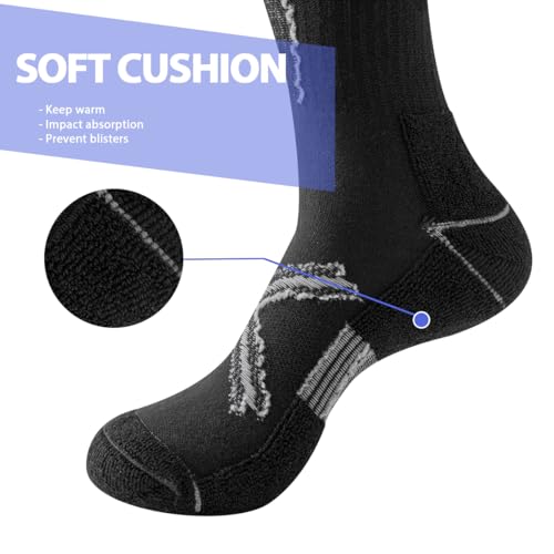 JOYNÉE 12 Pairs Mens Athletic Crew Socks Cushioned for Men Sports Running-Arch Support,Black,Sock Size:10-134