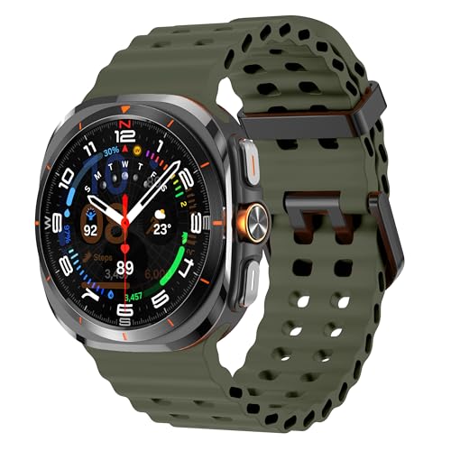 Image of Compatible with Samsung Galaxy Watch Ultra Strap Silicone Ocean Band Soft Replacement Bands for Galaxy Ultra 47mm 2025 2024 Watch Women Men