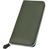 [LAZZARO] 財布 メンズ 長財布 本革 ラウンドファスナー コンパクト スキミング防止 軽量 レザー シンプル ギフトボックス入り (グリーン)