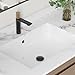 Stylish Undermount Bathroom Sink 24 1/2 Inch Rectangular Ceramic Porcelain Bathroom Sinks Enamel Glaze Finish Smooth and Stain Resistant Surface with Chrome and Matte Black Overflow, P-208
