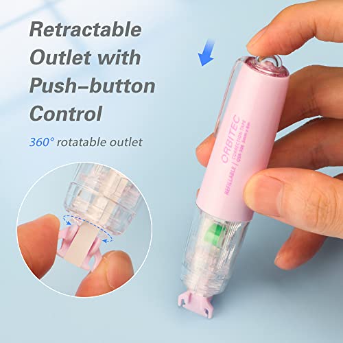 Bitosee Refillable Retractable Quick Dry White Out Correction Tape,Mini Small Japan Aesthetic Cute White Out, With Easy To Use Kawaii Pen Shaped Applicator,For School Office Students Kids Supplies. #TOP2