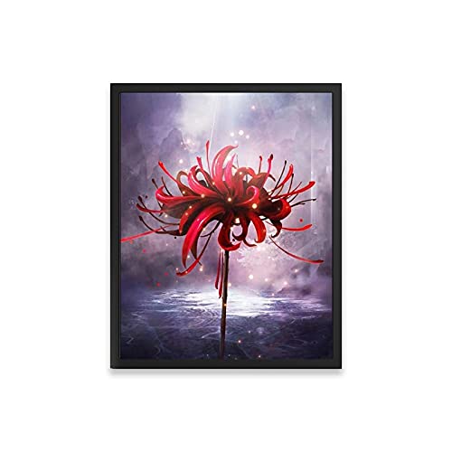 Point De Croix broderie diamond painting complet fleurs rouges grand autocollant mural 40x100