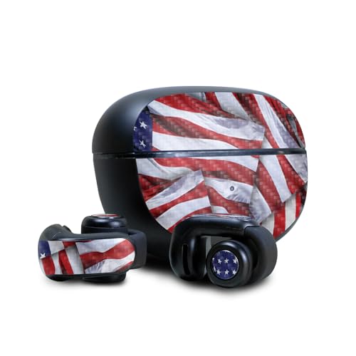Image of Carbon Fiber Skin Compatible with Bose Ultra Open Earbuds - Patriot - Premium 3M Vinyl Protective Wrap Decal Cover - Easy to Apply | Crafted in The USA by MightySkins