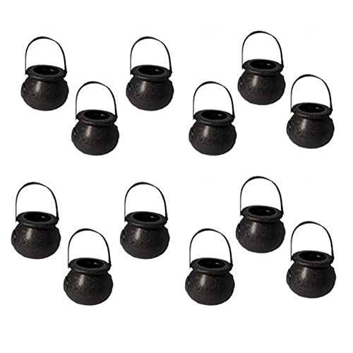 Proumhang 12 Pcs Chaudron en Plastique,Mini Chaudron de Sorcière Noire,Bouilloires de Chaudron de Bonbons Nouveauté à Usages Multiples pour Halloween,Saint Patrick,Noir,5cm x 7cm