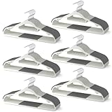MLKJHHI 60 Pack Heavy Duty Plastic Hangers, Non Slip Clothes Hangers with Rubber Pads and 360° Hook - Thin Space Saving Hanger, Closet Organizer for Shirt, Pants, Suit, Skirt,Coat - Gray