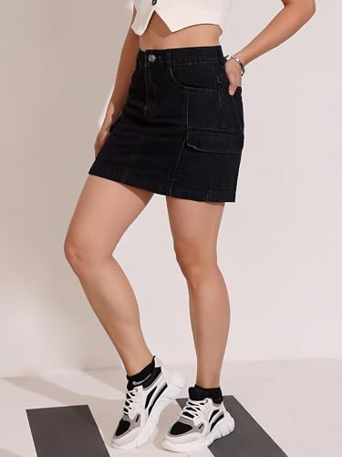 Image of Dolce Crudo Women's Flared High-Rise Stretchable Denim Maxi Skirt
