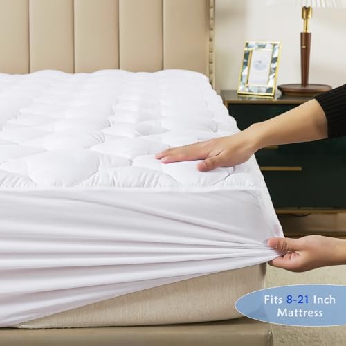WhatsBedding Queen Mattress Pad,Fitted Queen Mattress Protector Soft with Deep Pocket 6"-18",Depth Breathable,Mattress Cover Queen - 4