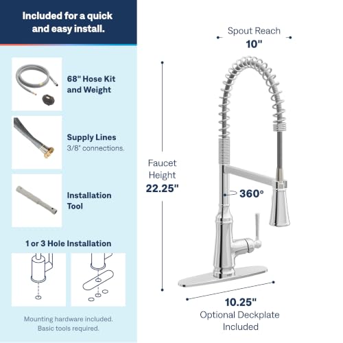 Moen Jaslynn Spring Pulldown Kitchen Faucet, Chrome, 87638 by Moen - Used condition - Image 3