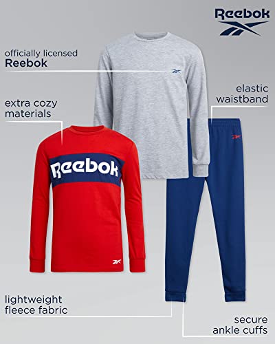 Reebok Boys Jogger Set 3 Piece Fleece Hoodie Sweatsuit Kids Clothing Set (Size: 4-12), Size 8, Vecto