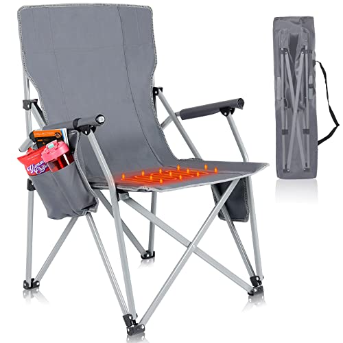 Uekars Silla Camping Calefactable, Silla de Acampada Plegable con Calentador y Bolsa de Almacenamiento, Silla de Camping Calentado USB Soporta 150 kg Ideal para Pesca, Playa, Picnic(Sin Batería) Cover