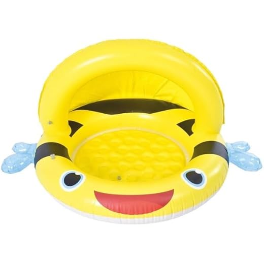 Trade Shop – Piscina Inflable Infantil Con Techo De Abeja Para Niños, 125 X 95 X 66 Cm, Jardín 51015 –