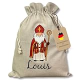Nikolaussack personalisiert mit Namen | Nikolausgeschenk Kinder | Nikolaussäckchen aus Leinen | Nikolausstrumpf Nikolausstiefel Nikolausverpackung