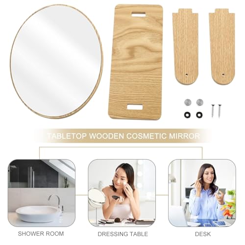 Image of Elegant Mirror with Stand for Vanity Table, Large Makeup Mirror with Adjustable Angle and Sturdy Base, Perfect for Dressing Room, Bedroom, or Bathroom Decor (1, Round)