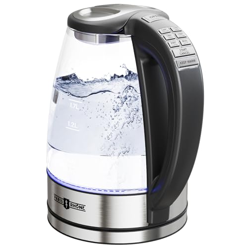 PARIS RHÔNE Electric Kettle Temperature Control with 6 Presets 1.7L Electric Tea Kettle Water Boiler, 30min Keep Warm, Cordless Borosilicate Glass Tea Kettle, Auto-Off & Boil-Dry Protection, BPA Free