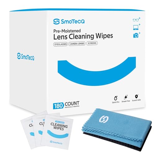 SmoTecQ Lens Cleaning Kit – 180 Pre-Moistened...