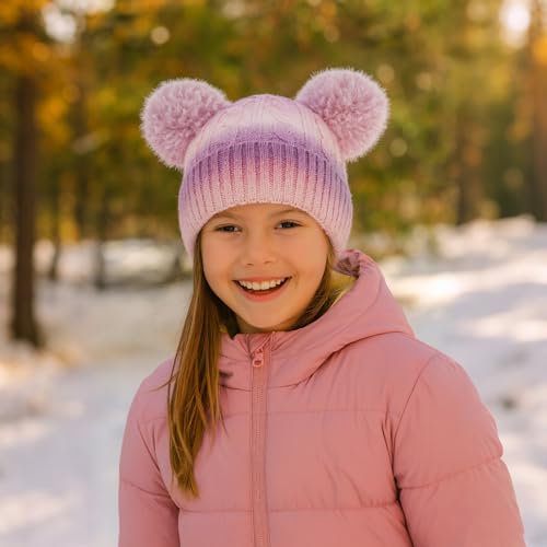 Bonnet de ski double pompon multicolore, cadeau idéal ado 7-15 ans