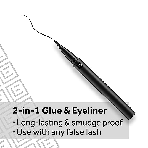 Eylure Line & Lash Kit, 2-In-1 Lash Black Glue Eyeliner And False Lashes, Faux Mink Wispy #TOP4