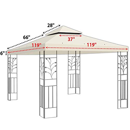 10\' X 10\' Gazebo Replacement Canopy Top Cover - Beige, Double-teir - Thumbnail 6