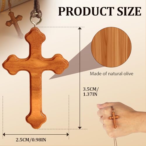 wellhouse Wood Olive Cross Necklace: Christian Faith Pendant Gift for Women & Men. Ideal for Car, Wall, Church & Home Display.2