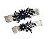 Sweetwoo Dasiy wedding garters for bride bridal lace garter set hand sewn pearls (navy)