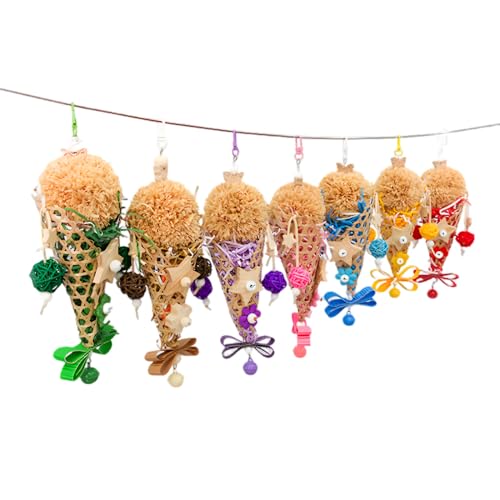 Image of Bird Toys Foraging Shredder Hanging Toys Rope Perch with Bell Parakeet Toy Parrot Swing Climbing Standing Toys Bird Cage Accessories, Blue