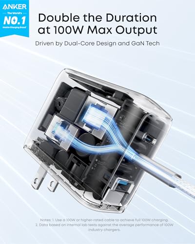 Anker 100W Max USB C Charger, 3-Port GaN Phone Charger with Smart Display - image 2