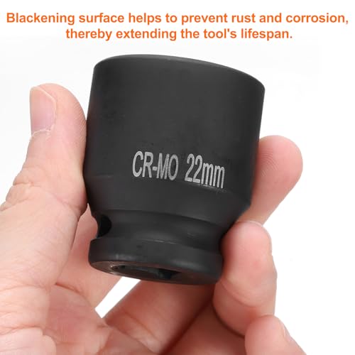 sourcing map 4 Point Square Socket 1/2" Drive 22mm Metric Square Impact Socket CR-MO Blackening Standard Wheel Sockets Pneumatic Socket Tool for Auto Repair Mechanical Maintenance Home Use - Image 4