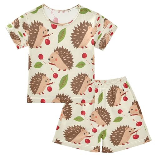 senya Short Sleeve Pajamas Sets Summer Cotton Sleepwear Hedgehog and Cherry