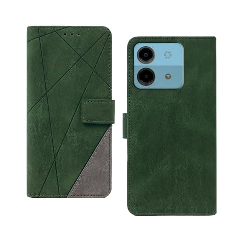 Image of amazon basics Ai Pluse Nova 5G Flip Cover | Card Pockets Wallet & Stand | Flip Cover for Ai Pluse Nova 5G (Green with Grey)