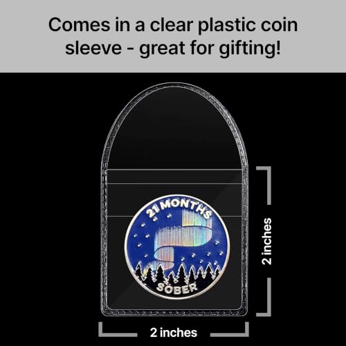 Image of The Achieve Mint 21 Months Sober Token | 21 Months Sobriety Chip | Non-AA, Non-Religious Medallion for Men and Women Celebrating Sobriety