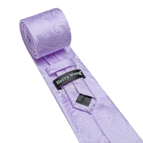 Image of Barry.Wang Men Tie Set Paisley Silk Necktie Pocket Square Cufflinks Formal Wedding Business Party