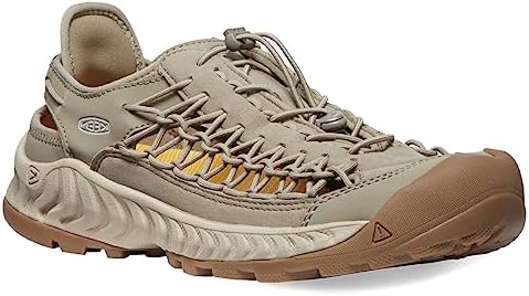 KEEN Men's Uneek NXIS Breathable Lightweight Open Easy On Hiking Sneakers, Timberwolf/Plaza Taupe, 9 | Image 3