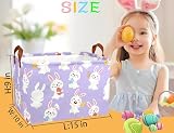 BOOHIT Rectangle Empty Easter Baskets Boy Large Toy Storage Bin Girls collapsible Hamper Waterproof Canvas Box Kid Gifts Spring Decor( Laugh Rabbit Egg )