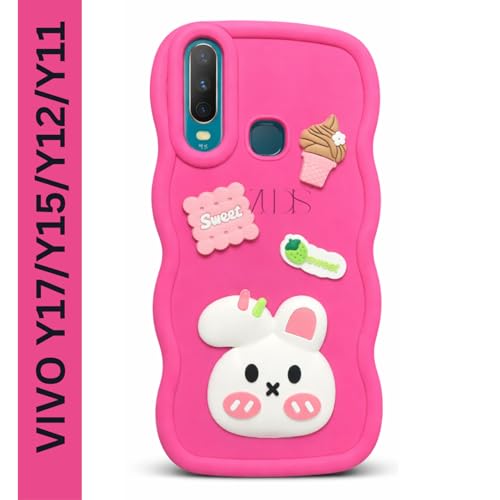 Image of Fancy Back Cover for Vivo Vivo Y17 /Y15 /Y12 /11 (Deep Pink)