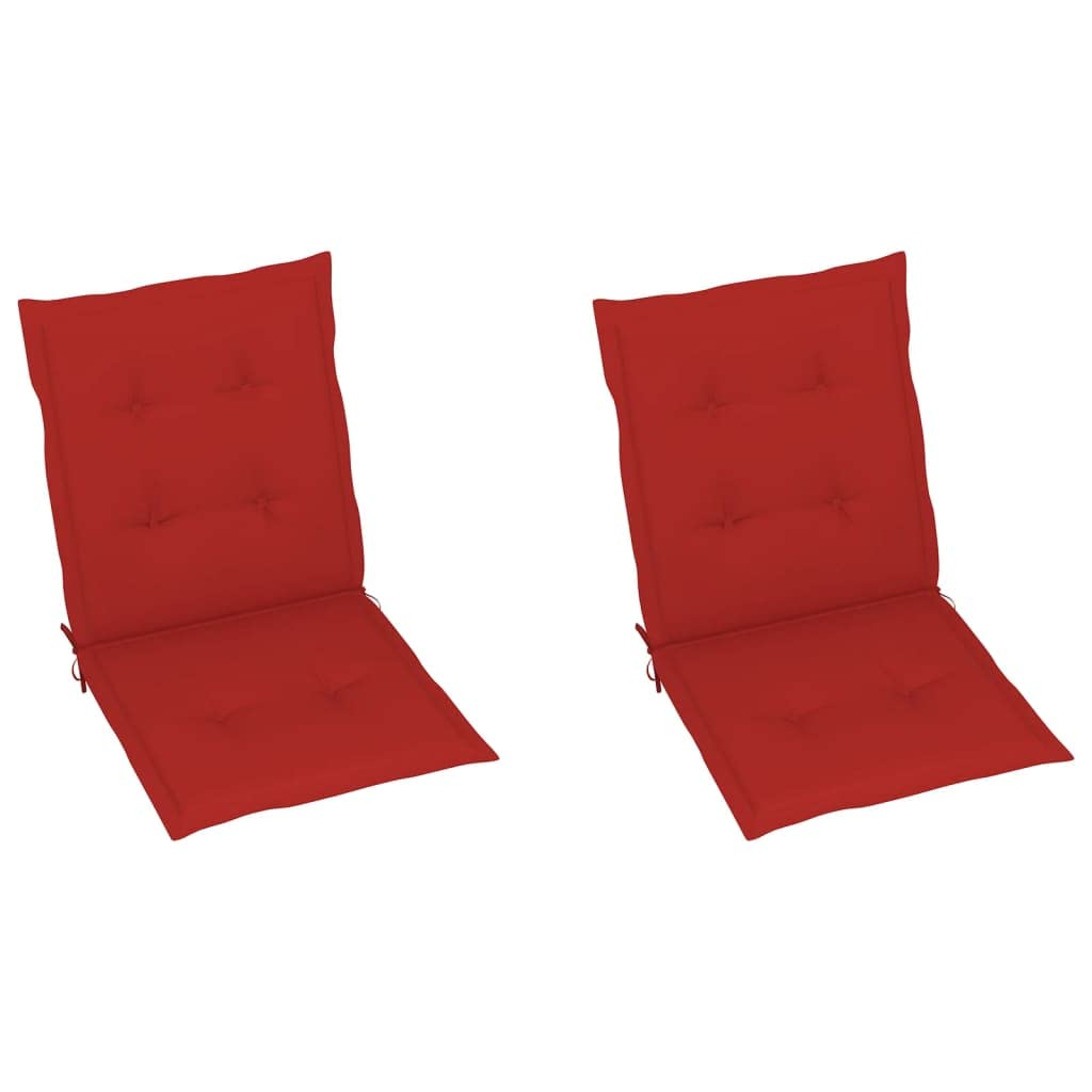 Cuscino per sedia da giardino, 2 pezzi, per sedie a sdraio con schienale alto, design universale, per interni ed esterni, balcone, terrazza, con 2 laccetti, rosso, 100 x 50 x 3 cm