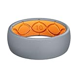 Groove Life Solid Storm Grey/Orange Ring - Breathable Silicone Wedding Rings for Men, Lifetime Coverage, Unique Design, Comfort Fit Ring - Size 10