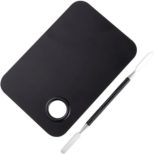 Black Makeup Blender Polished Mixing Plate Foundation Eyeshadow Blender Palette with Spatula Bar (Size : 75mm) (100mm)(100mm)