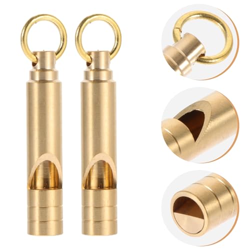 Llavero Silbato Vintage de Latón para Emergencia 2pcs miniatura 7