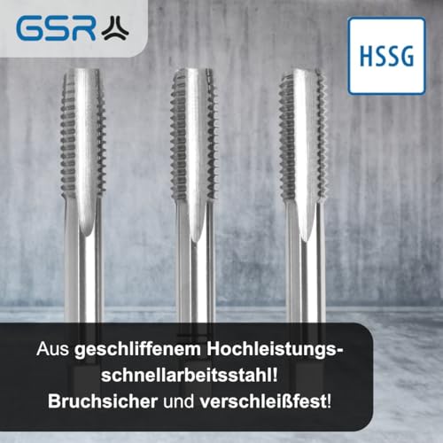 PROFI Gewindebohrer M12 Satz HSSG 3 teilig, Gewindeschneider | Vor-, Mittel- und Fertigschneider | Handgewindebohrer Satz Metrisch M12…